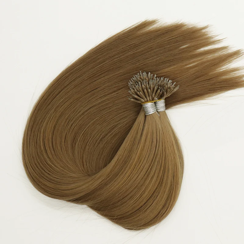 Hot Selling Remy Russian Nano keratin Hair extension Double Drawn Virgin Double Stranded Nano Ring Human Hair Extensions