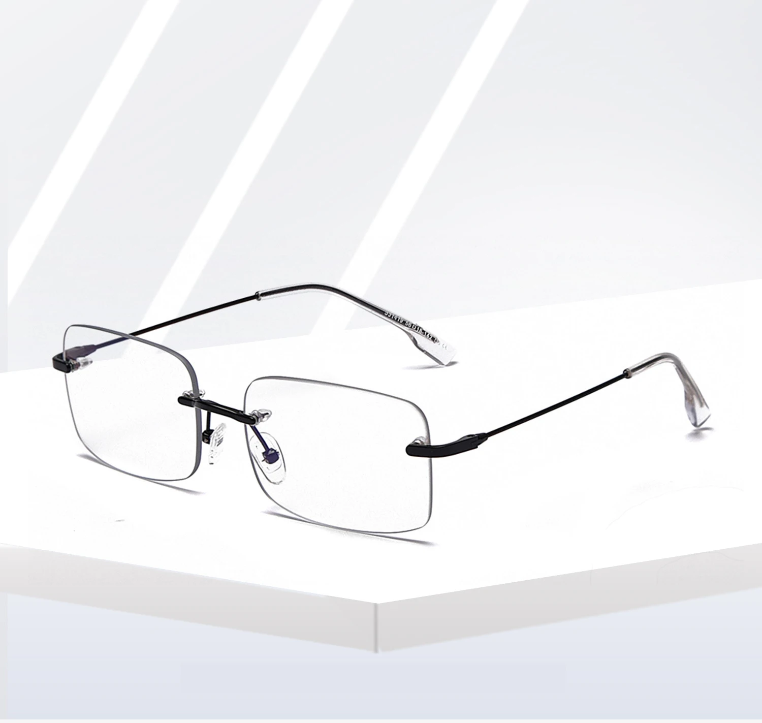 wholesale custom logo printer hot sale metal rimless optical frames eyeglasses