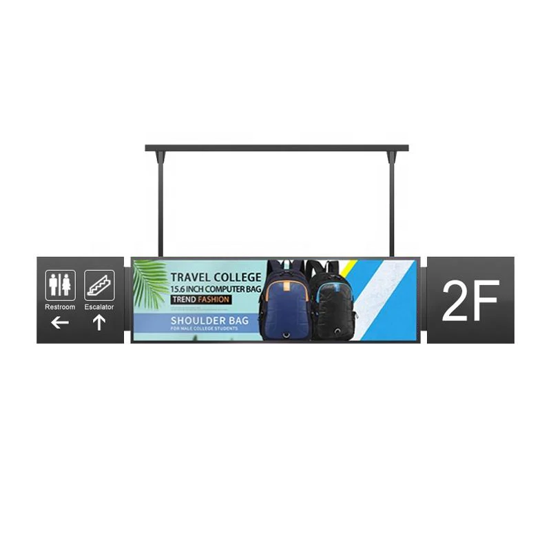 Double Sided Traffic Stretched Bar Type LCD Screen Displays Machine Screen Strip LCD Advertising Display