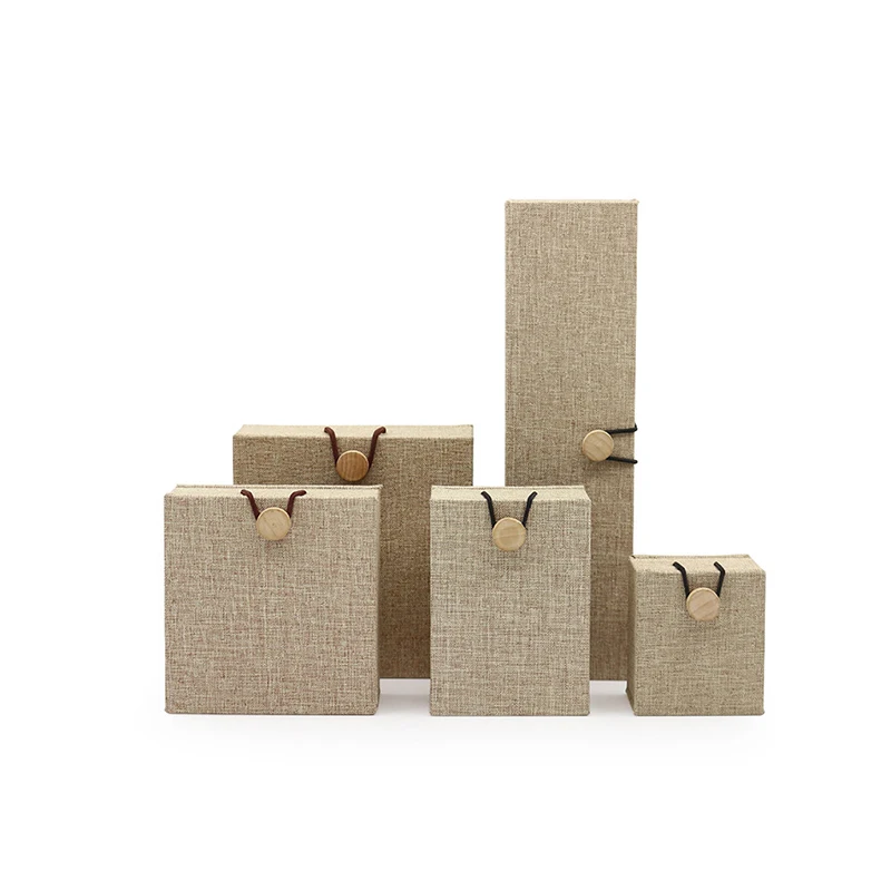 Wholesale High Quality Eco-Friendly Custom Linen Wood Jewelry Necklace Box With Logo