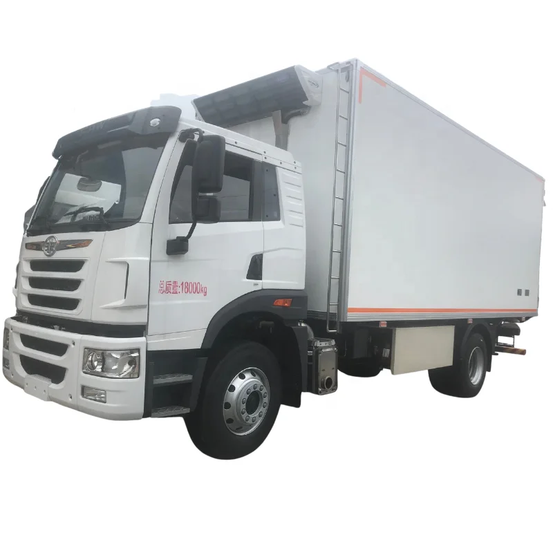 good quality refined 15T FAW JIEFANG refrigerated trucK LHD 12T cold storage room vehicle frozen van box truck price