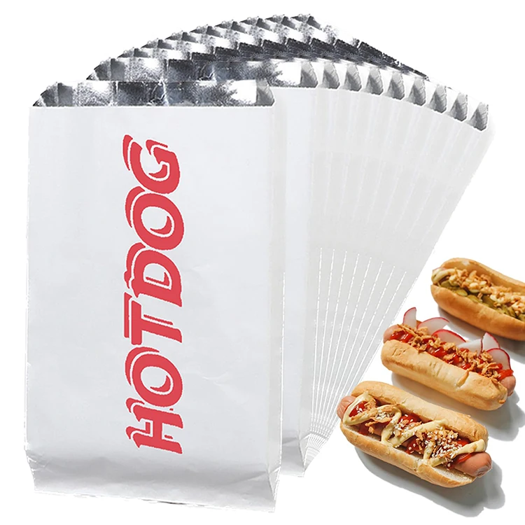 Wholesale Friendly High Quality Custom Logo Printed Biodegradable Oil-Proof Paper Foil Hot Dog Bags