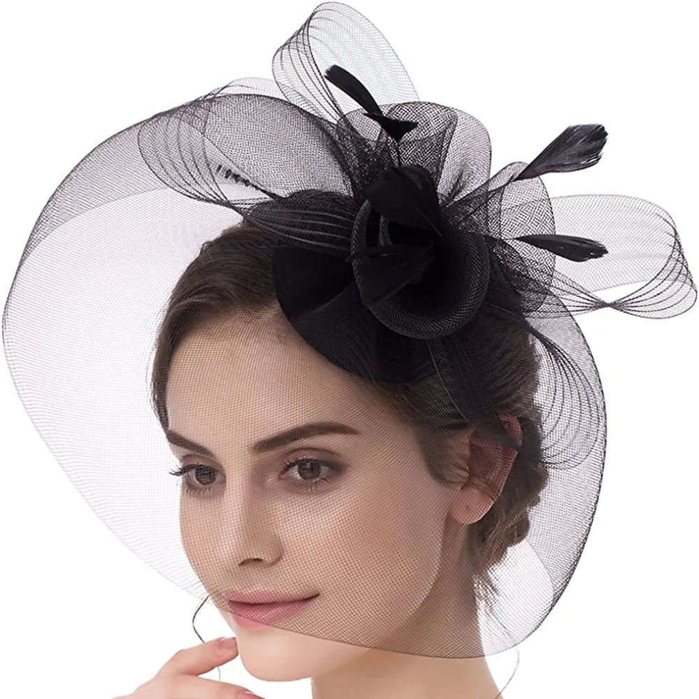 Аксессуары для волос Amazon spot Европейская и американская Ретро Дамская Вуаль головной убор невесты подружки невесты сетчатая шпилька для волос с перьями маленькая шляпа