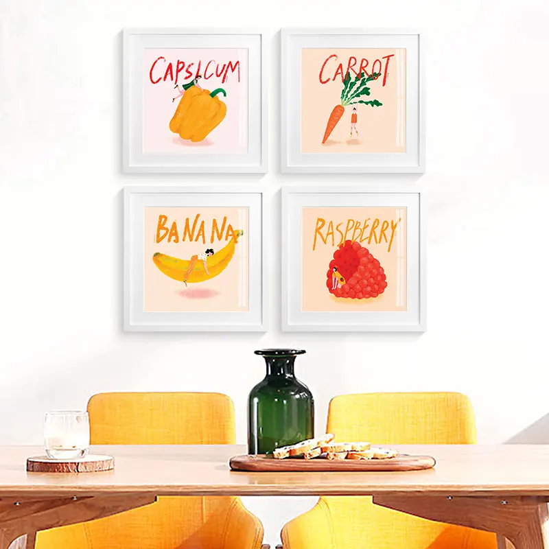 wholesale modern high quality printing realistic Fruits painting and vegetables restaurant wall art decoration