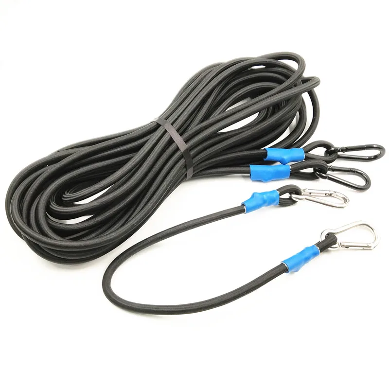 10mm 12mm Heavy Duty Round Polyester Shock Bungee Cord With Carabiner Hook
