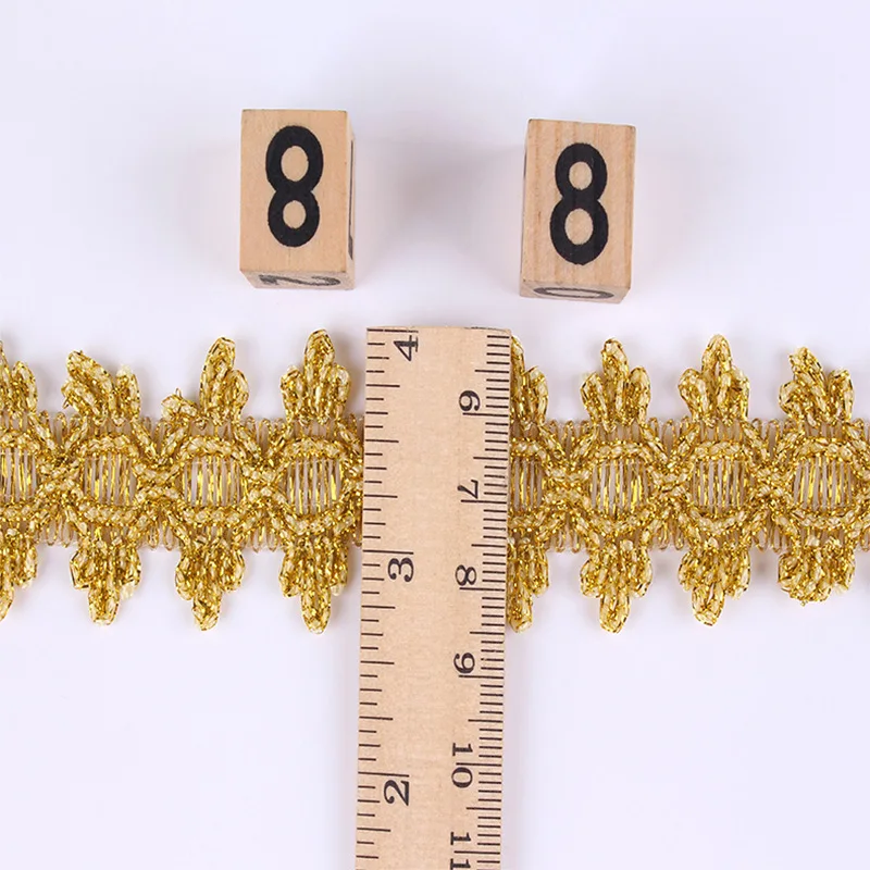 Wholesale Price Hot-sell Customize Metallic Yarn Gold Lace Trim Ethnic Webbing Lace