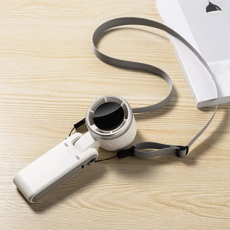 New Design Foldable High Speed 13550rpm Handheld Turbo Fan Personal Desk Fan Wearable Small Mini Fan with Smart Digital Display