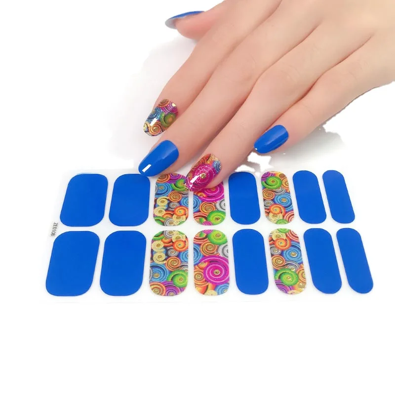 Hot Selling 14 Strips 20 Strips 24 Strips Gel Nail Art Stickers OEM Gift Packing Solid Colors False Stickers Polish Nail Wraps