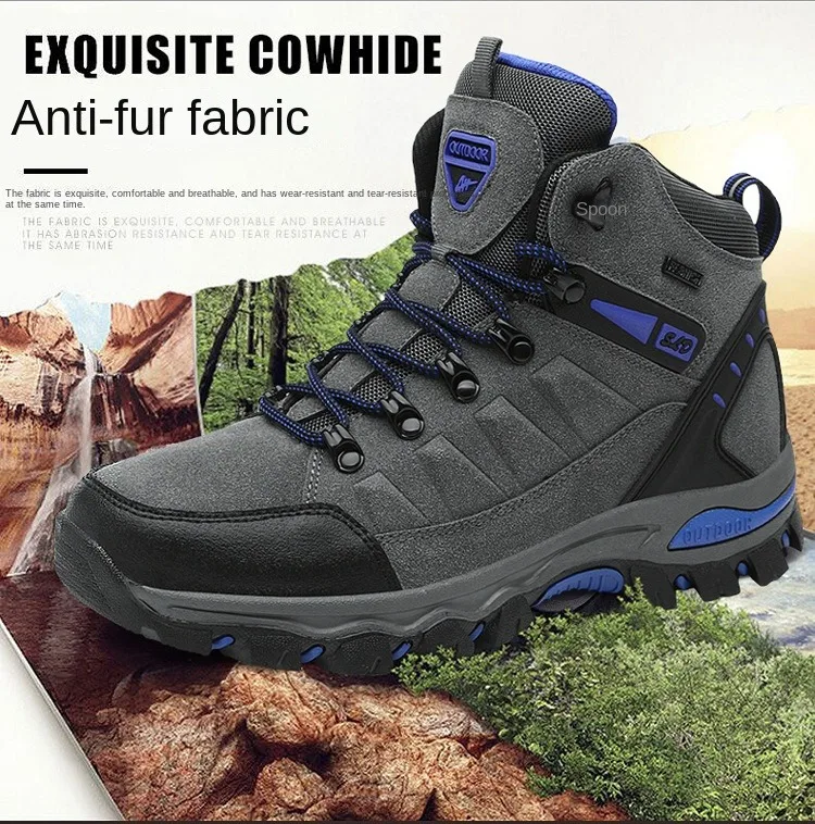 2023 Big Size 39-45 Male Mountain Climbing Shoes Waterproof Anti-slip Trekking Sneakers Outdoor Ankle Men Hiking Shoes