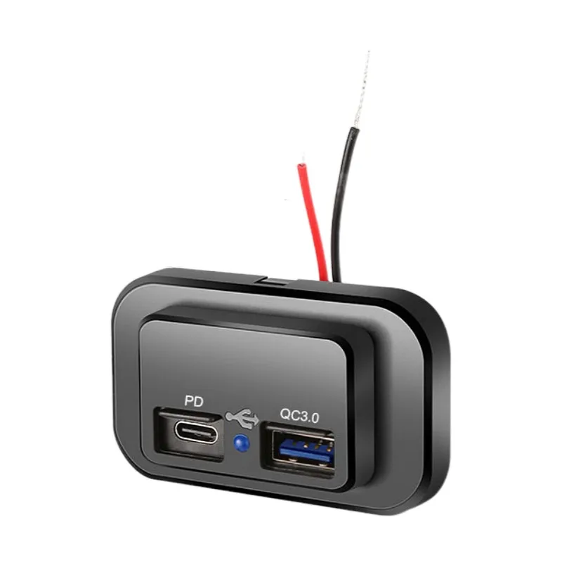 New Design DC 12V 24V Dual Port Panel Surface Mount Fast Type-C Charger QC3.0 Type C PD USB Socket