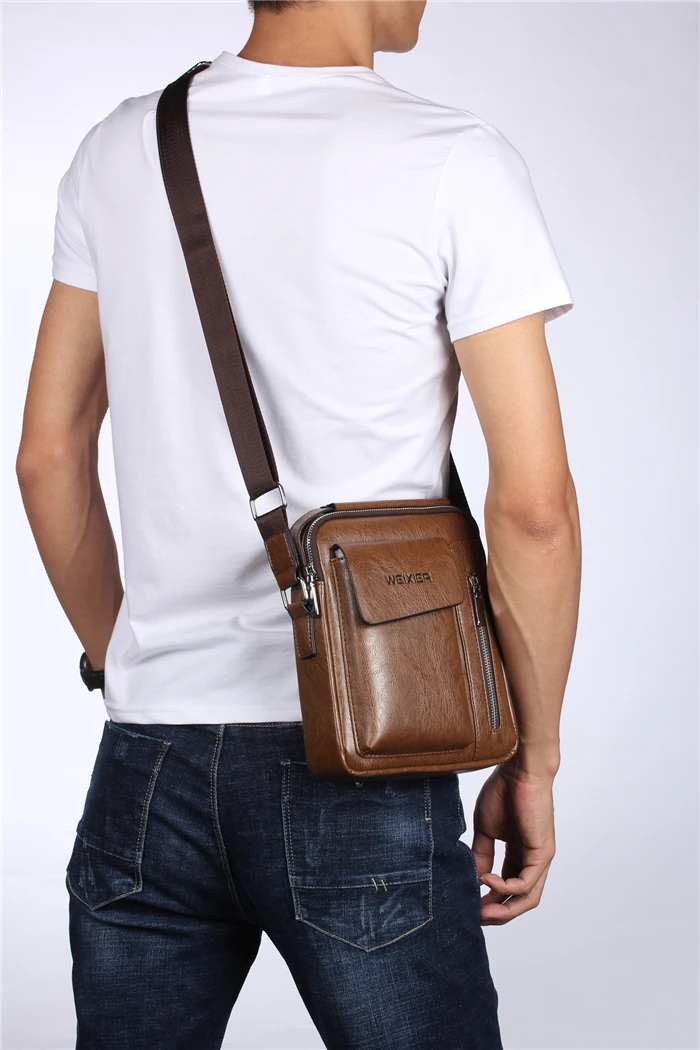 Latest amazon weixier brand leisure business synthetic leather crossbody bag for men