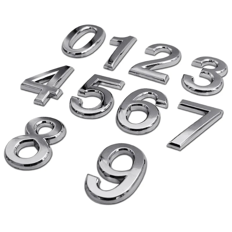 Custom Chrome Silver 3D ABS Adhesive Car Letters Stickers for Indonesia License Plate Body Decals