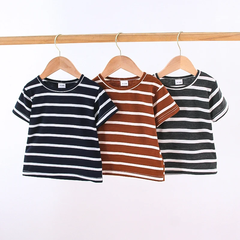 
Summer Baby Short Sleeve Newborn Baby Kids Clothing Cute Child Outwear Stripes Printing T-shirt for one year baby 