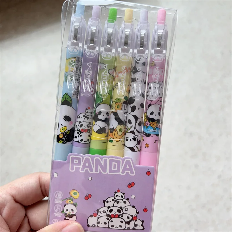 Мультяшная ручка для студентов новая черная пресса 6 коробок симпатичная панда высокий уровень внешнего вида