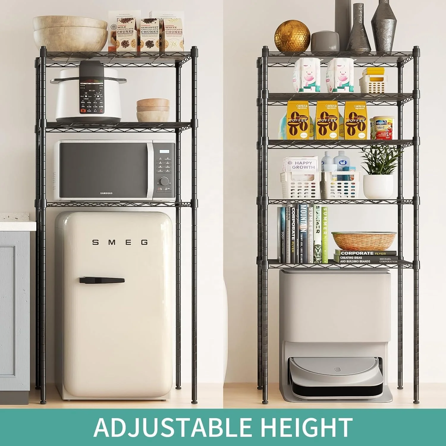 Wholesale 5-Shelf Shelving Storage Display Rack Unit Chrome Silver Metal Organizer Wire Rack With Wheels