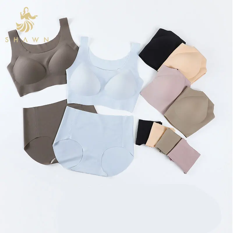 Full Support Laser Cut Nylon Spandex Panties And Bra For Ladies Push Up Comfortable Jelly Seamless Bra Sets For Women