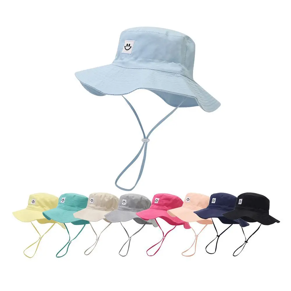 2023 Wholesale New Children Sun Hat Smile Face Toddler UPF 50+ Sun Protective Bucket hat