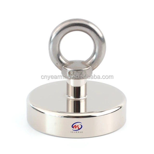 Direct Factory Price Wholesale D32mm Super Strong Powerful Neodymium Pot Fishing Magnetic Hooks with Eyelets