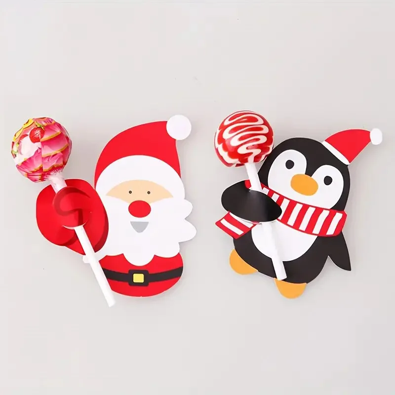 Wholesale 50 PCs Christmas Lollipop Paper Candy Holder Cards for Candy Package Wrapping Party Supplies