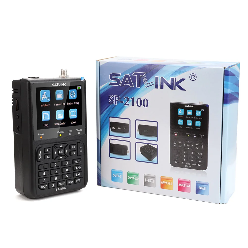 SATLINK SP-2100 HD DVB-S / S2 и MPEG-2/4 цифровой спутниковый сигнал Finder метр с 3,5 дюймов ЖК-дисплей цвет satlink ws-6906 6933