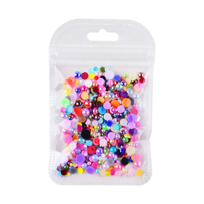Misscheering Half Round Pearls Colorful Mixed Flatback  Loose White Glue On Resin Beads DIY Jewelry Making Nails Art