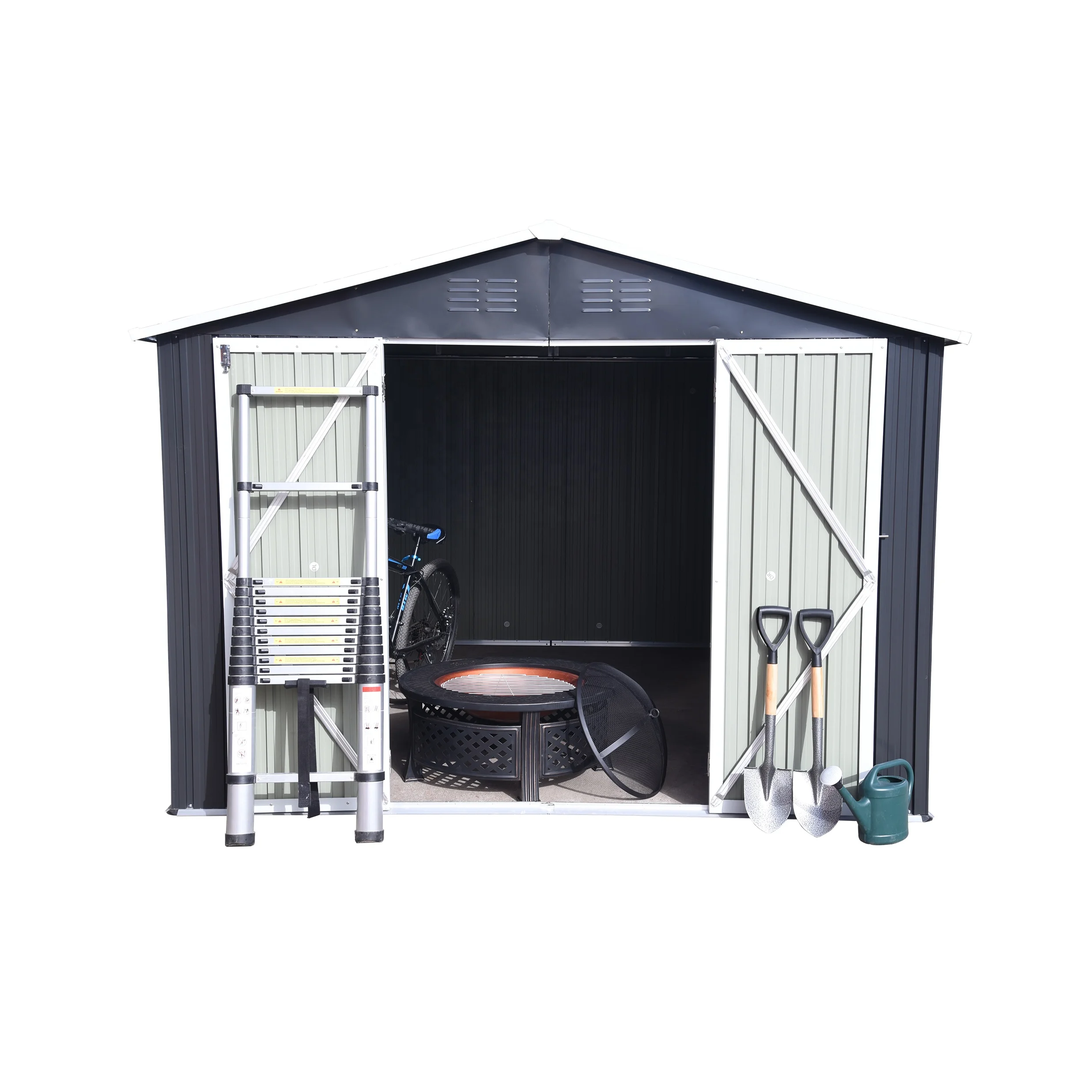 Australian market Metal waterproof garden workshop skillion roof Shed prefabricated storage kit house with base spacer saver