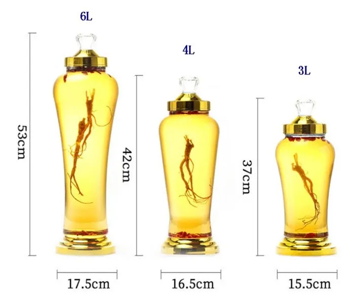 3L 4L 6L Korean style health wine bottle ginseng bubble wine glass bottle large volume wine glass bottle with tap