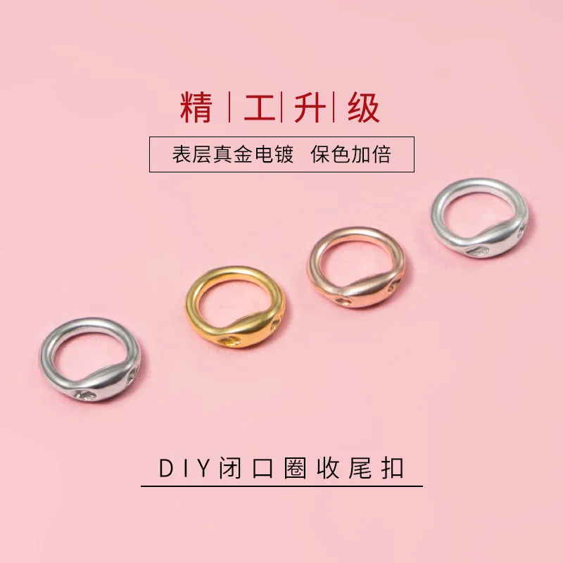 925 Sterling silver wrist size claw button head Necklace bracelet Pearl ending retaining ring buckle accessories