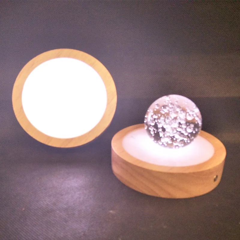 Usb-лампа с деревянной основой светодиодный 3d ночник Круглый овальный базовый светильник деревянная настольная лампа