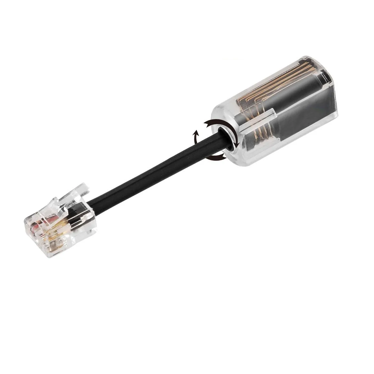 Rj9 RJ11 4P4C Phone Cable Telephone Cord Detangler Uvital Anti-tangle 360 Degree Rotating Black/White