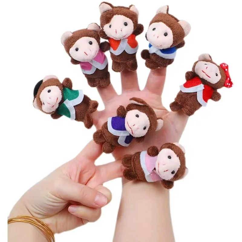Funny Zodiac Animal Finger Puppets Cartoon Plush Monkey Finger Puppets Toys for Sale