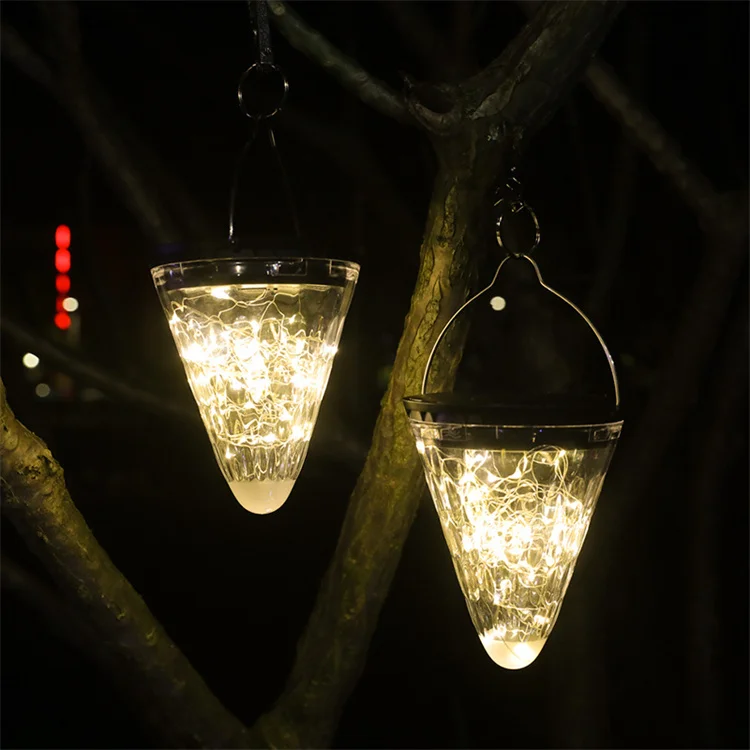 House Garden Lighting Solar Cone-Shaped Hanging Light Warm White Colorful Outdoor Party Wedding Decoration Solar Led Lights