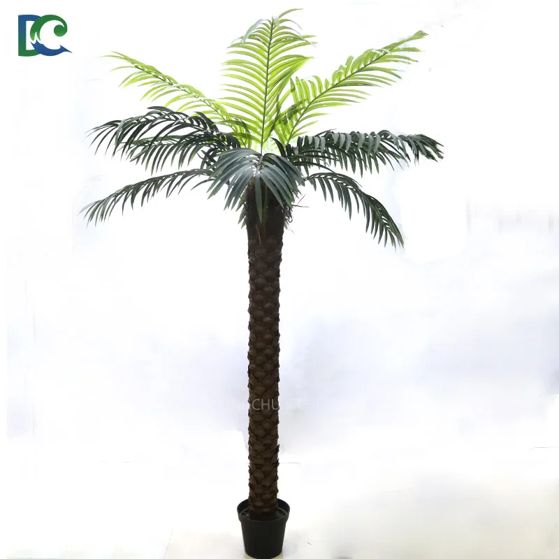 cheap 2.5m / 3m artificial palm tree areca potted tree with plastic palm tree leaves for decor