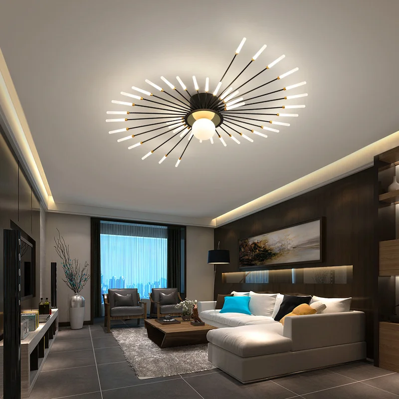 Modern Luxury Indoor Home Bedroom Living Room Gold Bulbs Led Chandelier Ceiling Lights