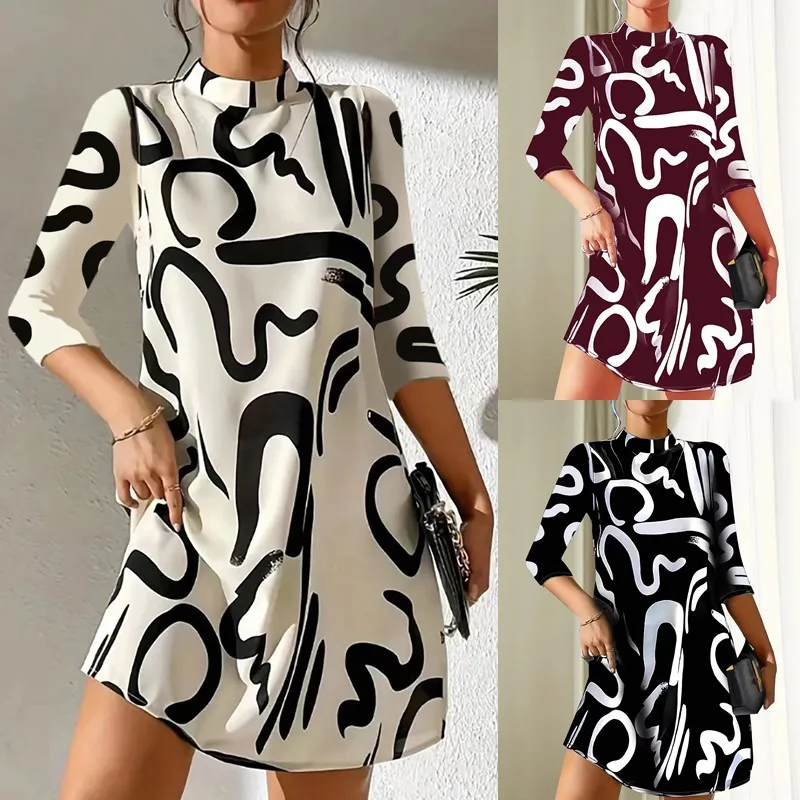 Wholesale 2024 Summer Clothes Casual Elegant 3xl Sexy Three-Quarter Sleeve Designers Dresses Shirt Dress For Women