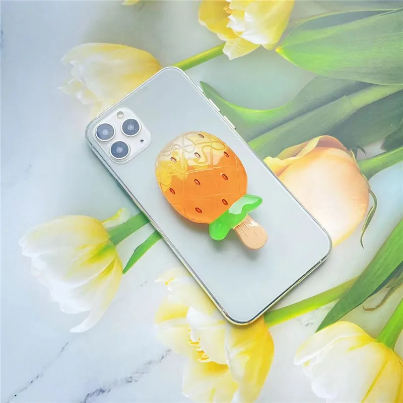 Factory Wholesale 3D Candy Color Ice Cream Grip Tok Korea Phone Holders Stand Socket Summer Fresh Bracket Foldable Phone Grip