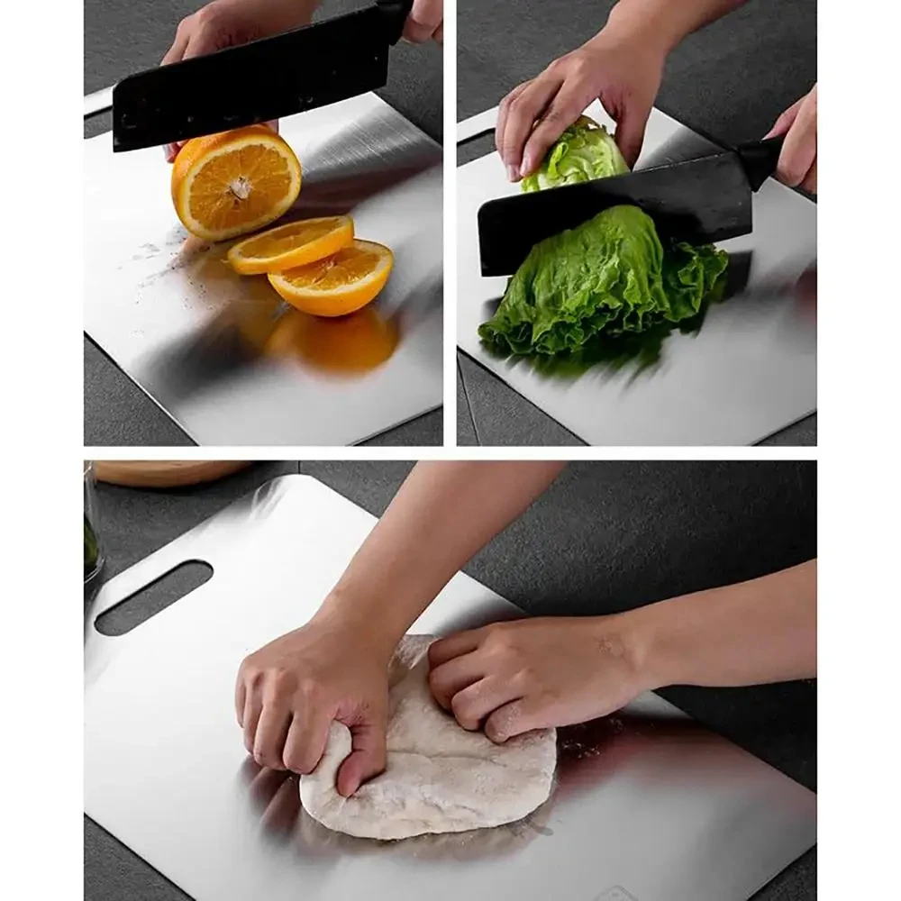 316 Stainless Steel Panel and Chopping Board Kitchen Household Thickened Double Sided Cutting Board Block Kneading Dough Board