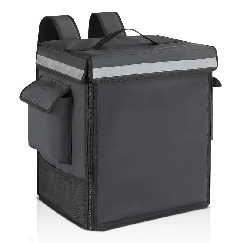 Large Capacity Insulated Delivery Bags For Bike With Reflective Strip Fold-able Food Delivery Backpack