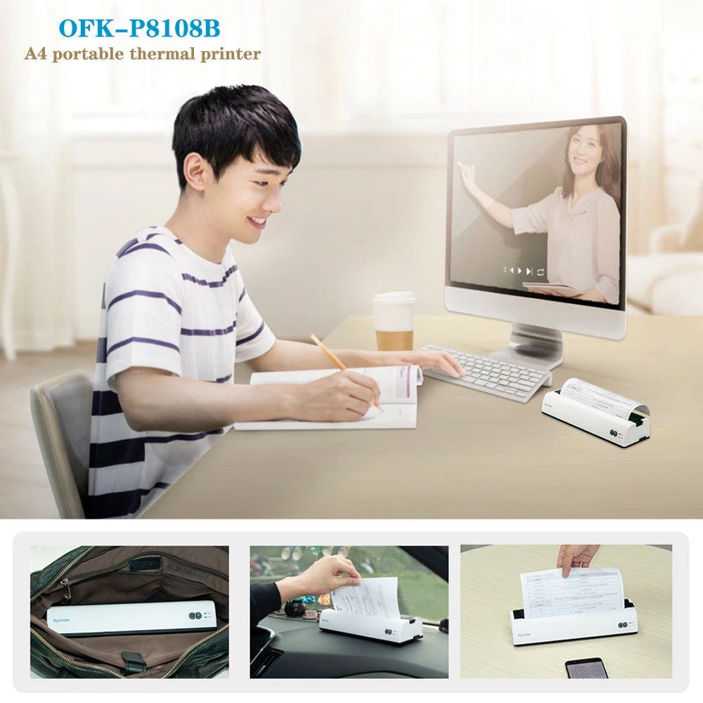 OWNFOLK high quality A4 portable thermal printer manufacturers thermal printer a4 suitable for home and personal office use