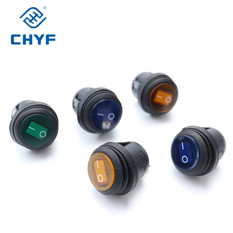 12V 20A Blue LED Lighted spst Round ON/Off 3 pins Waterproof round Rocker Switch for Marine Car RV Truck