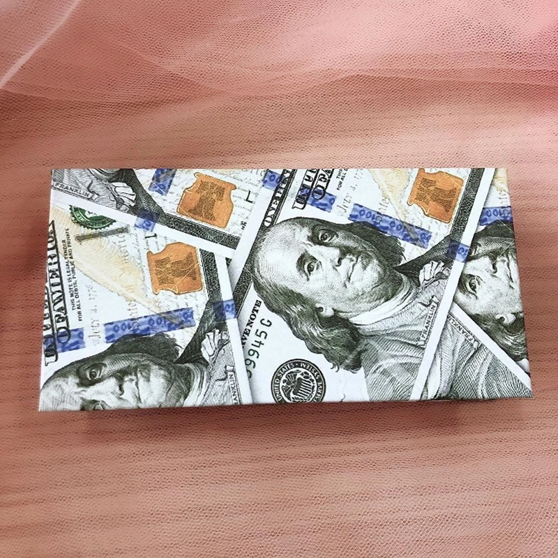 Wholesale Eyelash Box Empty Lash Package Customized dollars money pattern eyelash packaging box  Mink Eyelash Packaging