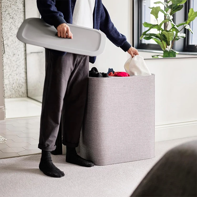 Simple Washing Room Fabric Laundry Basket with Removable Lid