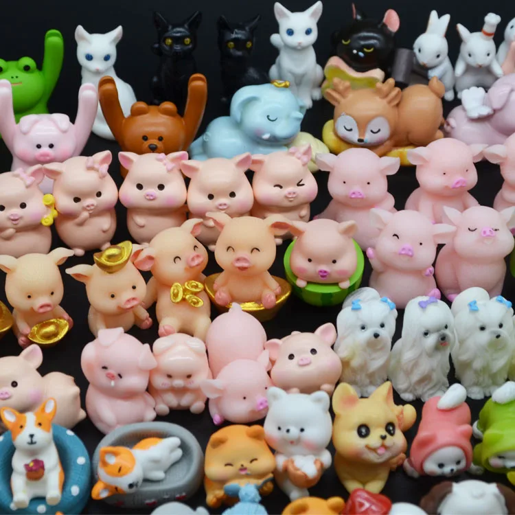 cute cartoon kid children baby toy miniature animal figures dogs cats pig frog rabbit bear panda garden fairy figurine wholesale