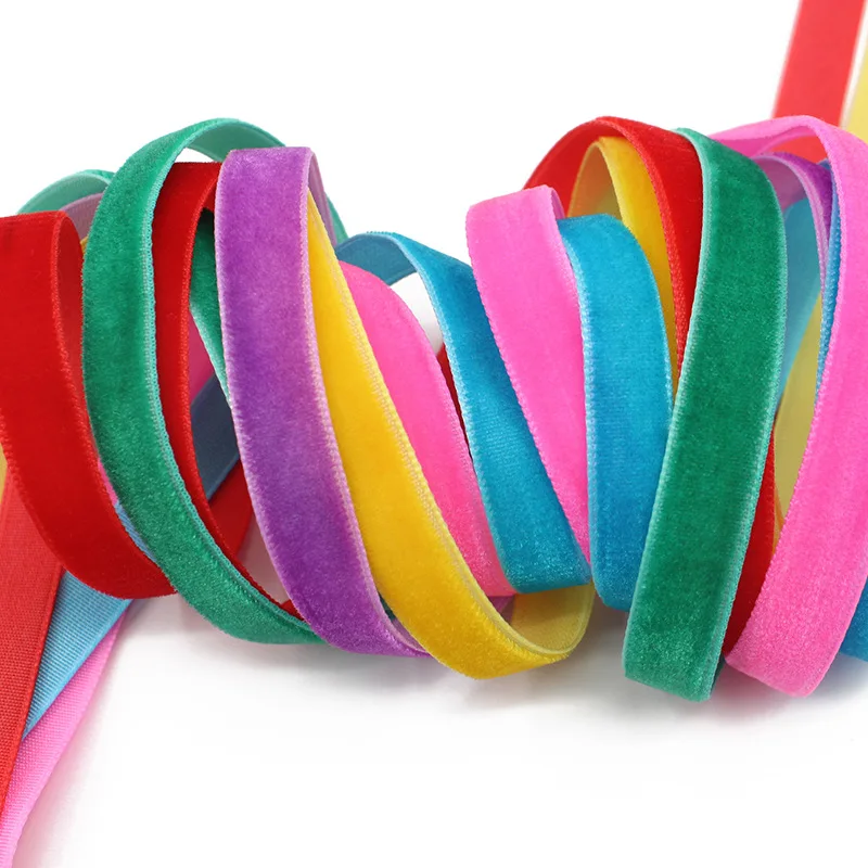 Hanfan Factory Stock None Stretch Velvet Ribbon Polyethylene Flocked Single Face 100% Polyester Ribbon