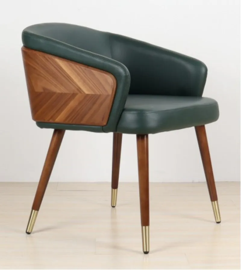 Luxury Restaurant Hotel Import Solid Wood Frame High-end Soft Backrest Armchair Leisure Fabric Optional Dining Room Chair