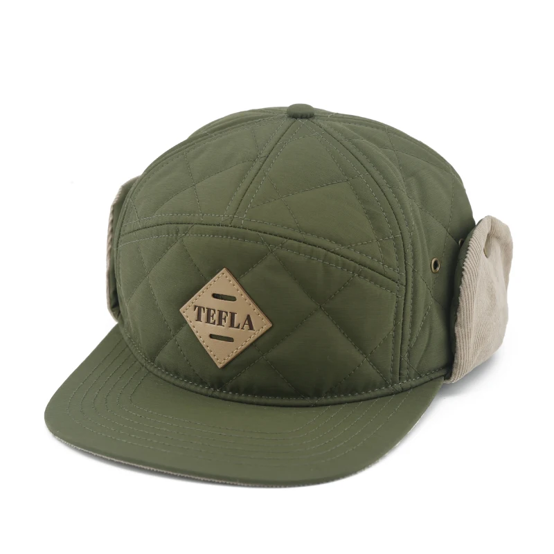 7 panel snapback cap with flags diamond quilted nylon & corduroy cap with adjust closure