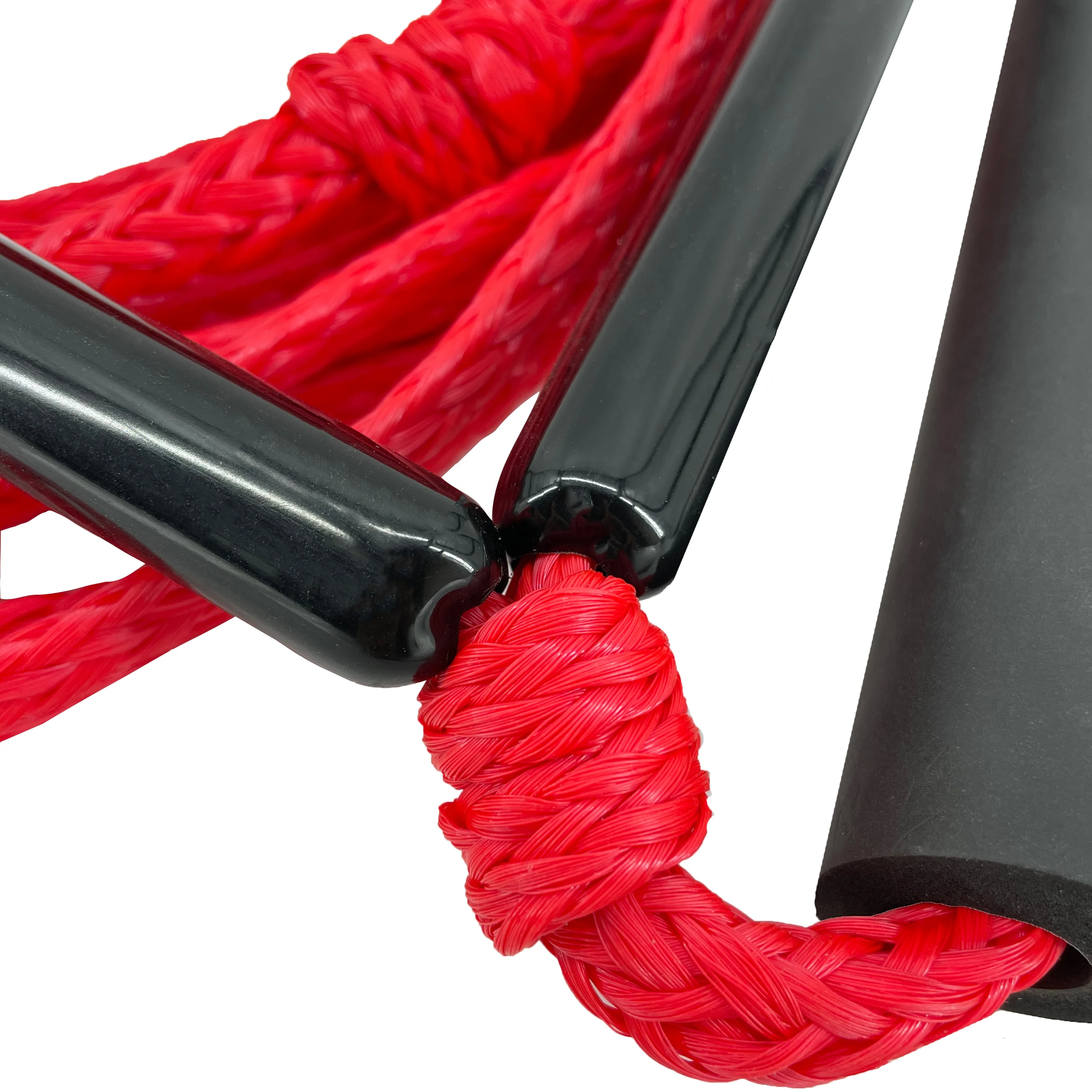 25ft 2200lbs Red Water Ski Rope Hollow Braided 100% New PE Surfing Line Wakeboard Rope with 12in NBR Handle