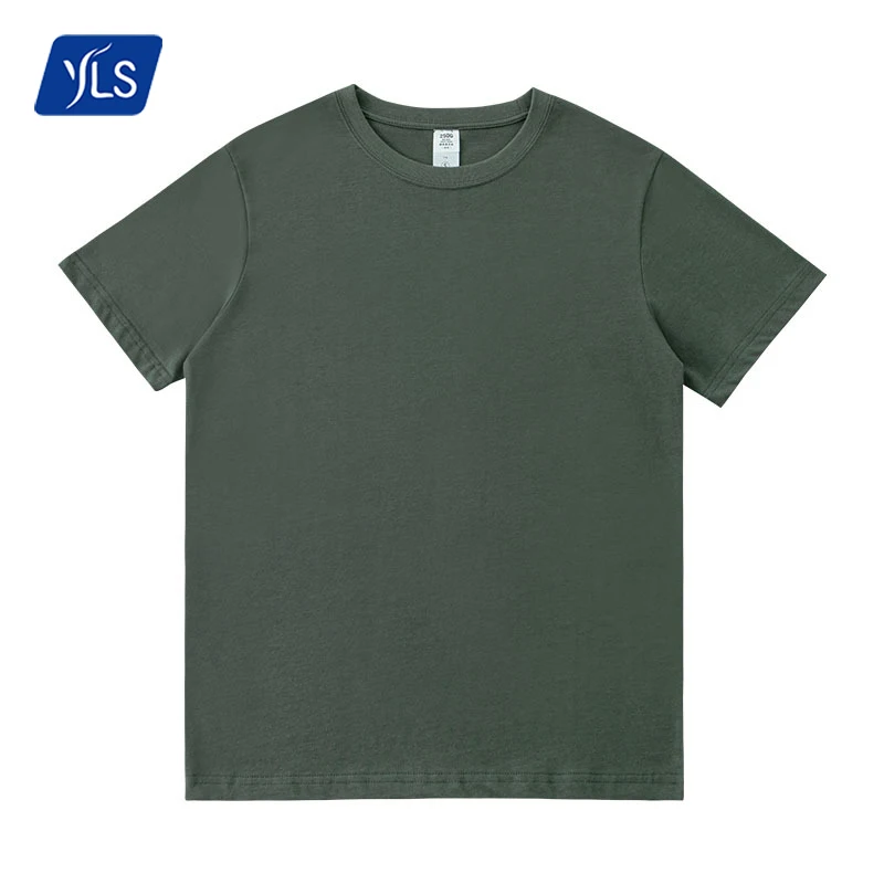 YLS High Quality 100% Pima Cotton 250g O Neck Custom Digital Printed T Shirt Men Plain T Shirt Screen Printing