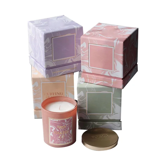 Custom logo Color Luxury Fancy Candle diffuser jar with lid and box packaging 10 Anglo paper candle packaging box
