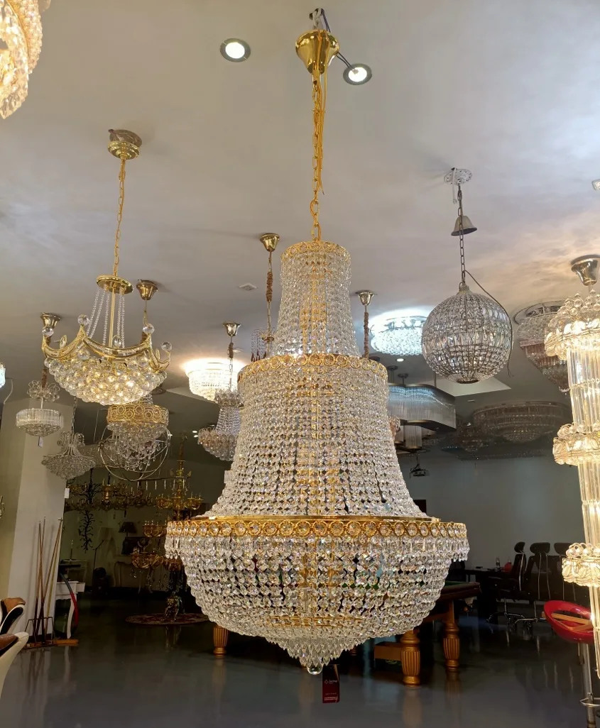Оптовая продажа Золотая Империя винтажная хрустальная люстра огни